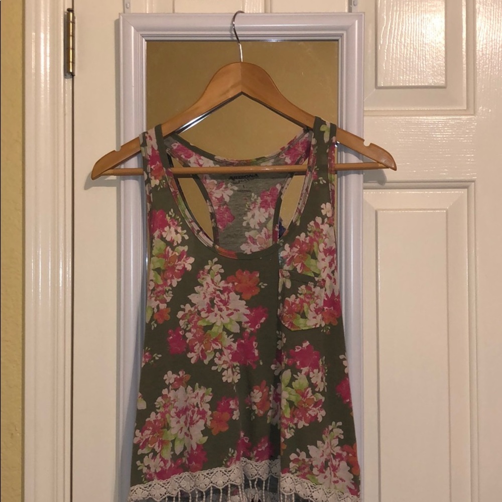 Arizona Jean Co Green Floral Tank Top